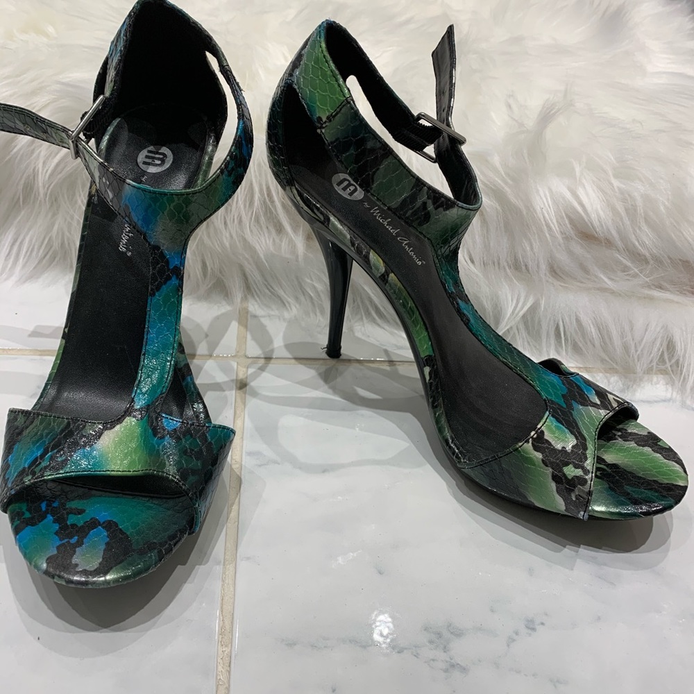 Reptile print heels